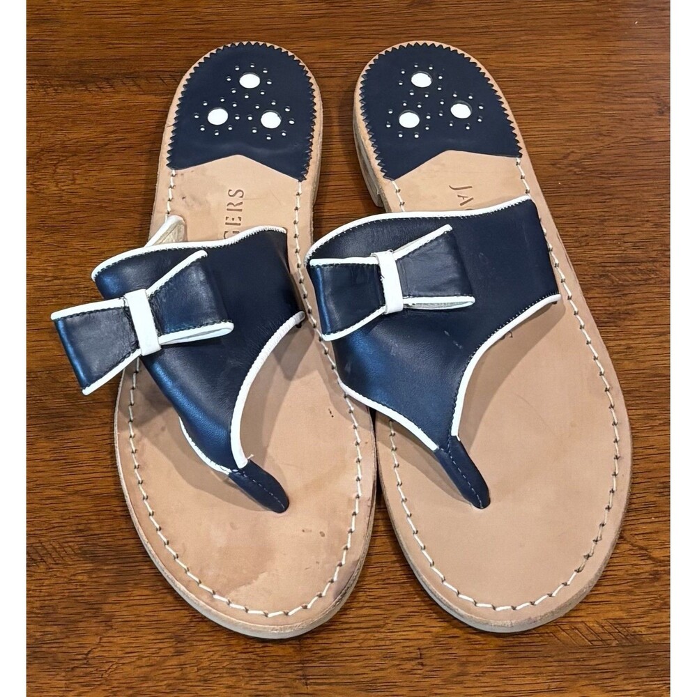 Jack Rogers Navy Blue / White Giselle Bow Sandals Women’s sz 8.5 NEW